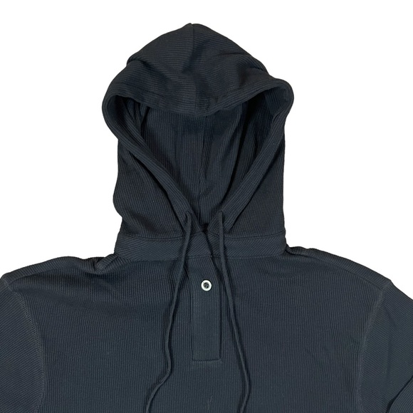 RDI Women’s Small Black Long Sleeve Hooded Waffle Knit Pullover NWOT - Picture 3 of 7